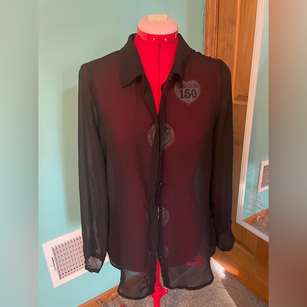 a.n.a. Sheer Black Blouse, Size Large